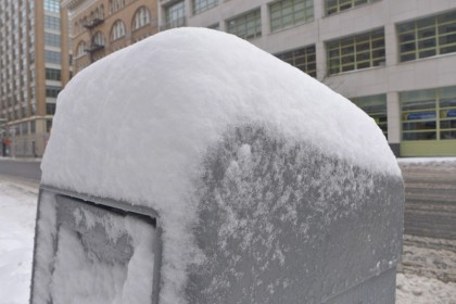 snowstorm hudson newspaper box