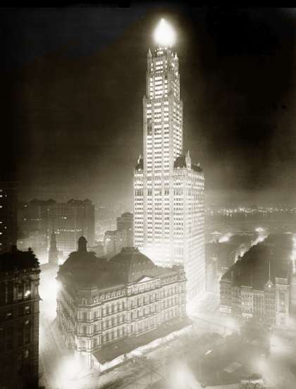 Woolworth Building at night