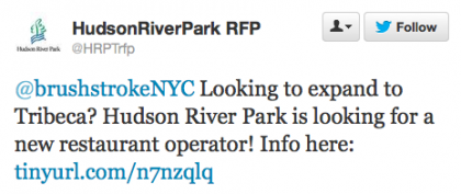 tweet HudsonRIverPark RFP