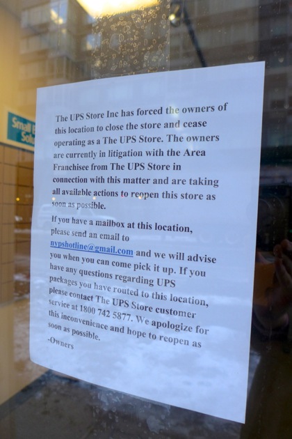 UPS store note