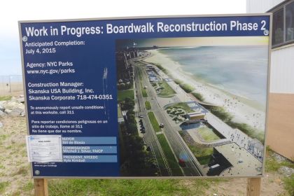 Rockaways boardwalk reconstruction sign