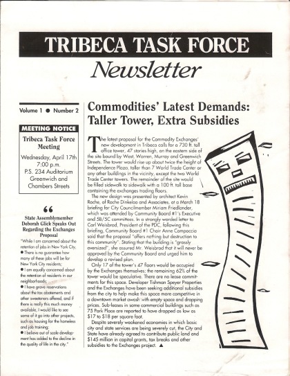 Tribeca Task Force pamphlet vol1 no2 p1