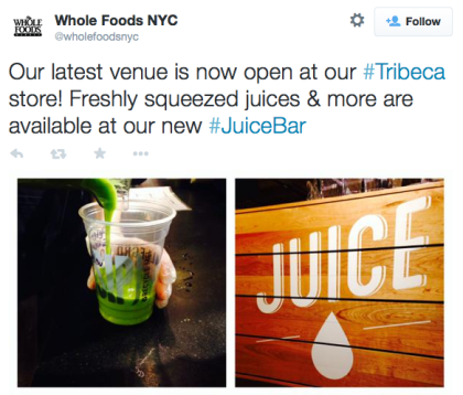 Whole Foods juice bar