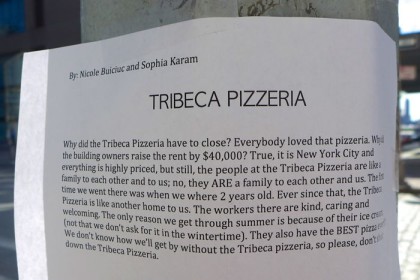 Tribeca Pizzeria flyer