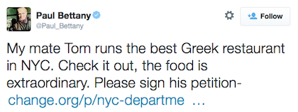 tweet Paul Bettany the Greek