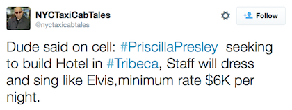 NYCTaxiCabTales Priscilla Presley tweet
