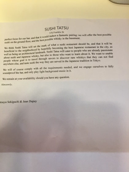 Sushi Tatsu letter2