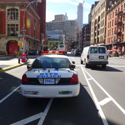 NYPD 1741 parking in bike lane