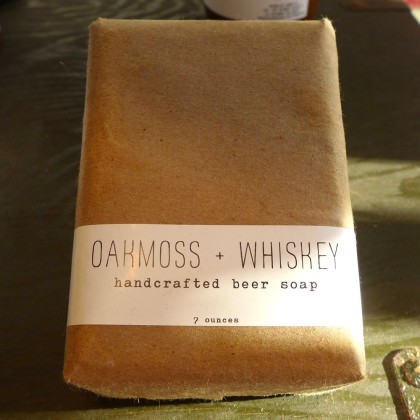 Oakmoss and Whiskey beer soap at Grown and Sewn