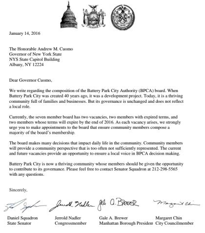 BPCA letter from Squadron to Cuomo