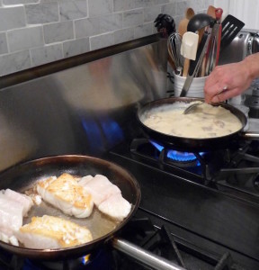 Haddock and chowder on the stove