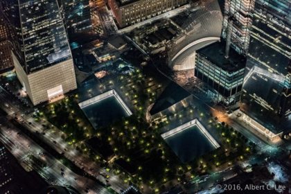 911 Memorial at night by Albert C Lee