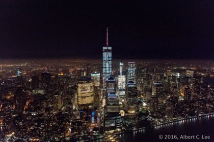 World Trade Center skyline at night by Albert C Lee