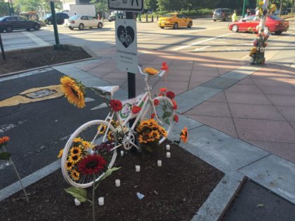 Cyclist memorial at Chambers and West