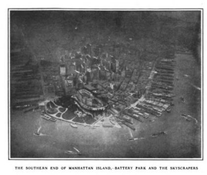 Lower Manhattan from balloon by James A Hart for Colliers via NYPL