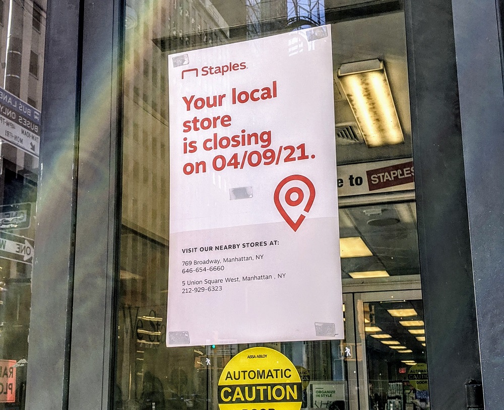 Tribeca Citizen Staples on Broadway will close permanently